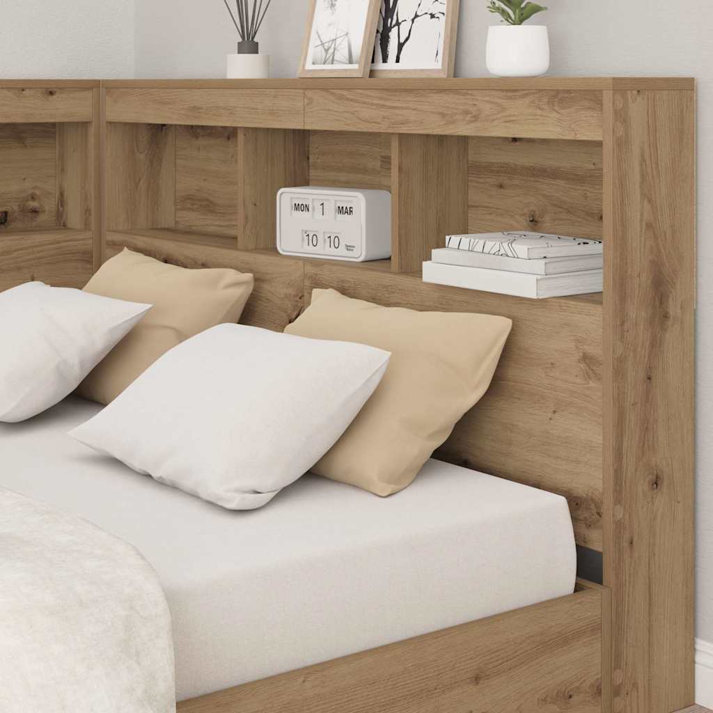 Storage Headboard with Shelf Artisan oak 120 cm Engineered wood